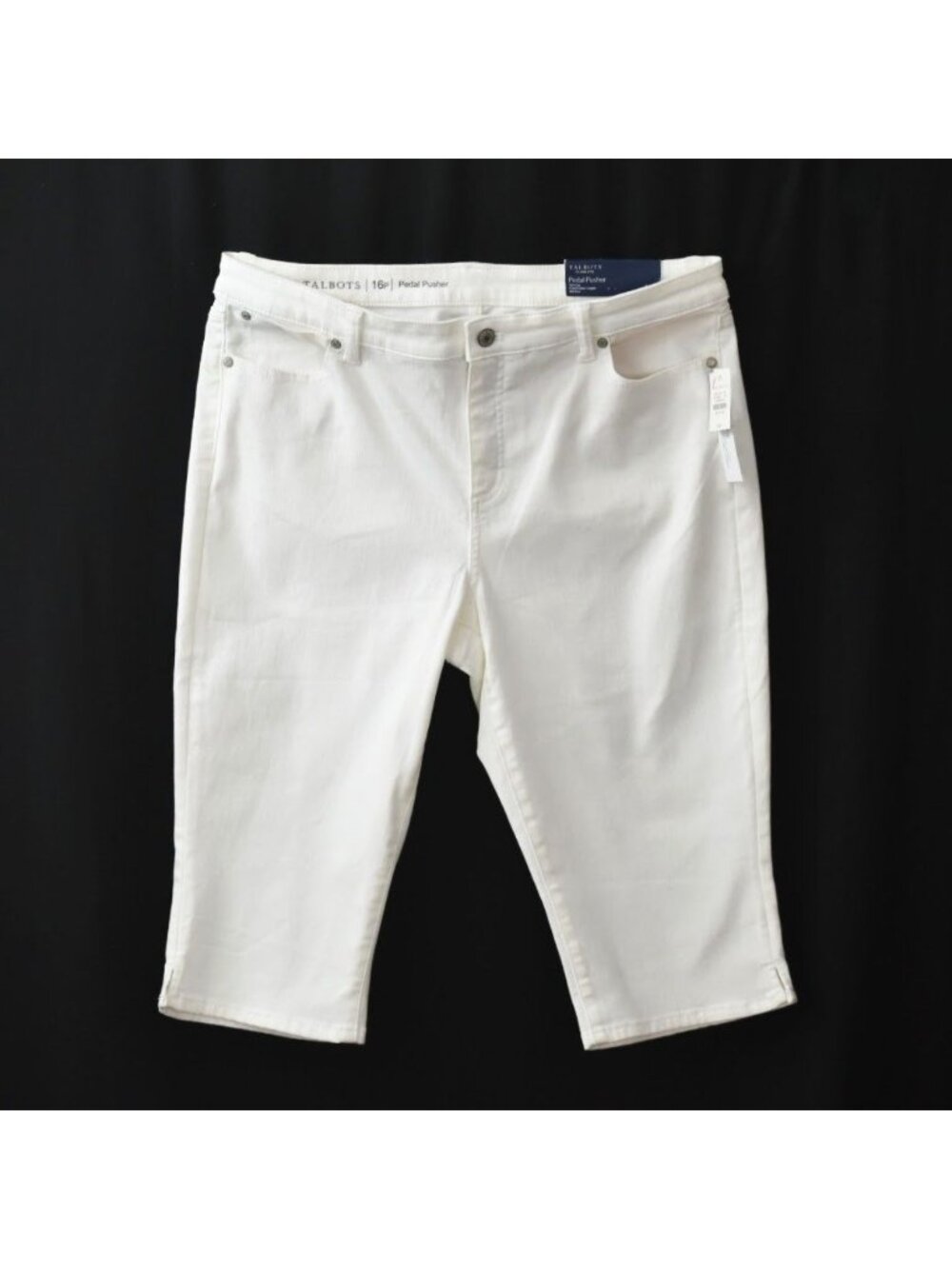 Talbots Flawless Slimming Pedal Pusher White Denim Capris Womens Pants Size 16P - Picture 1 of 8